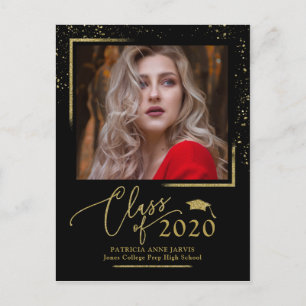 Carte Postale Annonce de diplômé en écriture chic Festive Paille