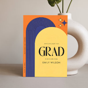 Carte Postale Annonce de Diplôme Rétro Simple Graduation