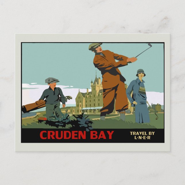 Carte Postale Annonce de golf Retro Cruden Bay Scotland (Devant)