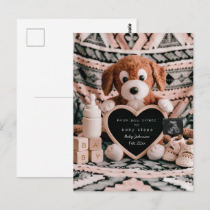 Carte Postale Annonce de grossesse avec une peluche de chiot ado