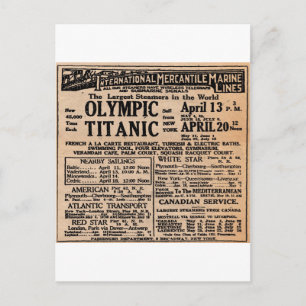 Carte Postale Annonce de journal Titanic