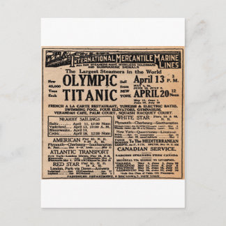 Carte Postale Annonce de journal Titanic