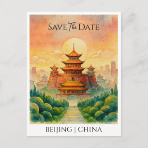 Carte Postale Annonce de mise en réserve de date Pékin Chine rét