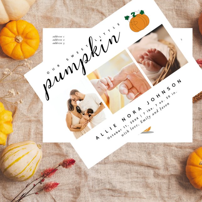 Carte Postale Annonce de naissance de bébé automne Photo de peti (Créateur téléchargé)