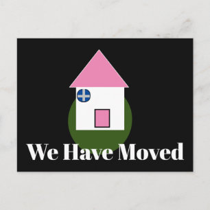 Carte Postale Annonce de nouvelle maison simple et colorée noire