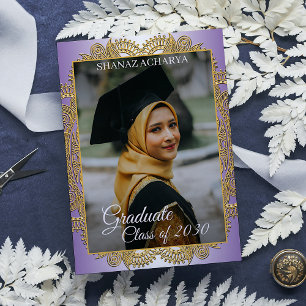 Carte Postale Annonce de remise de diplôme avec mandala doré sur