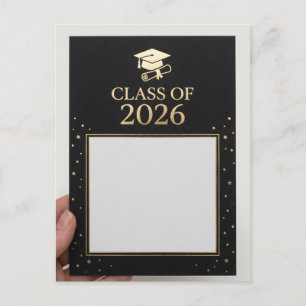 Carte Postale Annonce de remise de diplôme noire et or de luxe P
