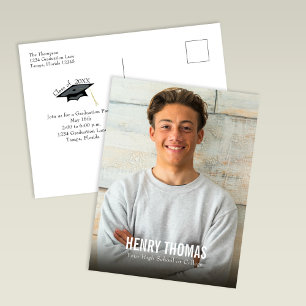 Carte Postale Annonce de remise de diplôme photo minimaliste mod