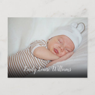 Carte Postale Annonce de script de photo de bébé simple