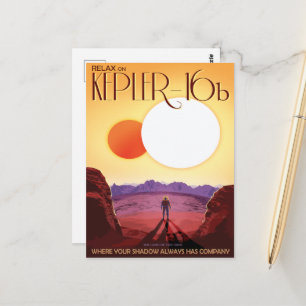 Carte Postale Annonce de voyage Sci-Fi, Planet Kepler-16b