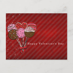 Carte Postale Annonce ou fête de Cake Pops pour la Saint-Valenti