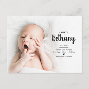 Carte Postale ANNONCE PHOTO DE BÉBÉ Points Polka