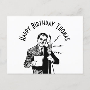 Carte Postale Annonce radio vintage d'anniversaire