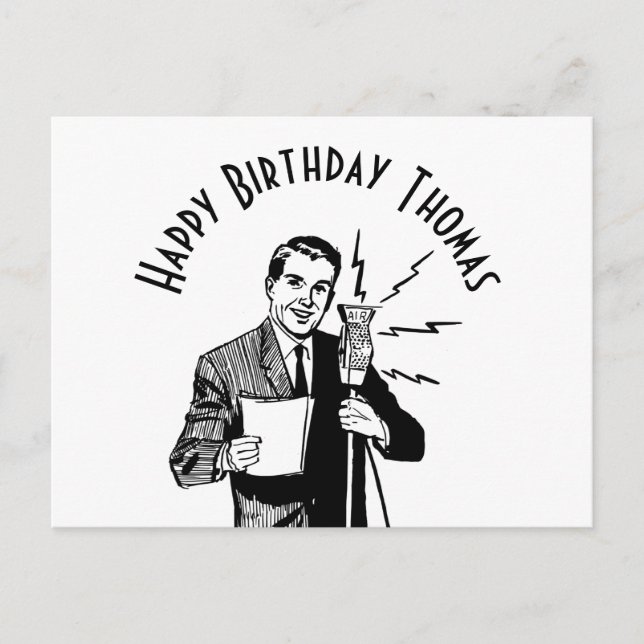 Carte Postale Annonce radio vintage d'anniversaire (Devant)