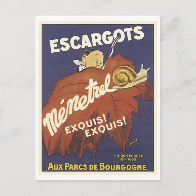 Carte Postale Annonce Vintage Escargot Mementrel (Devant)