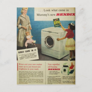Carte Postale Annonce Vintage pour détergent Rinso et machine Be