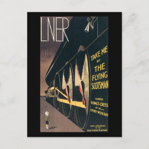 Carte Postale Annonce Vintage pour le train Flying Scotsman