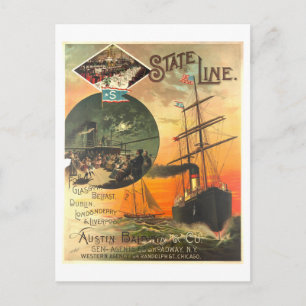 Carte Postale Annonce vintage pour navire de ligne d'État