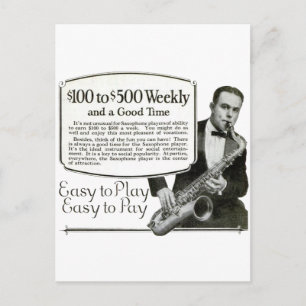 Carte Postale Annonce Vintage Saxophone