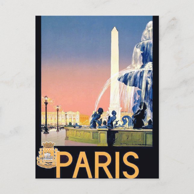 Carte Postale Annonce Voyage Paris vintage (Devant)