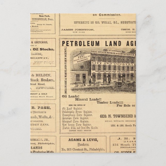 Carte Postale Annonces pétrolières de New York et de Pennsylvani (Devant)