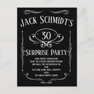 Carte Postale Annulation de la fête du Étiquette Whiskey
