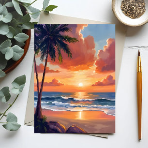 Carte Postale Anse de l'Heure Dorée   Aquarelle d'océan tropical