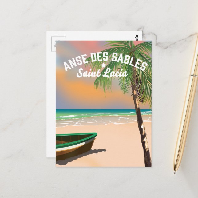 Carte Postale Anse Des Sables Sainte-Lucie (Devant/Arrière en situation)