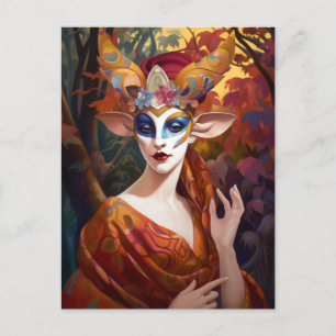Carte postale Antelope Lady Surreal Imaginaire Art