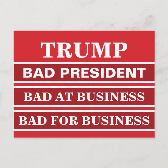Carte Postale Anti-Trump Mauvais président d'entreprise Vote Blu (Devant)