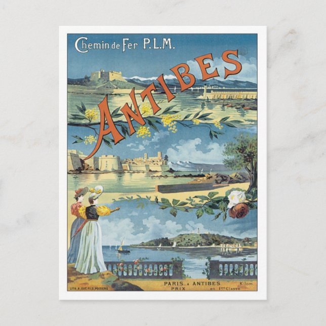Carte Postale Antibes méditerranéen vintage (Devant)