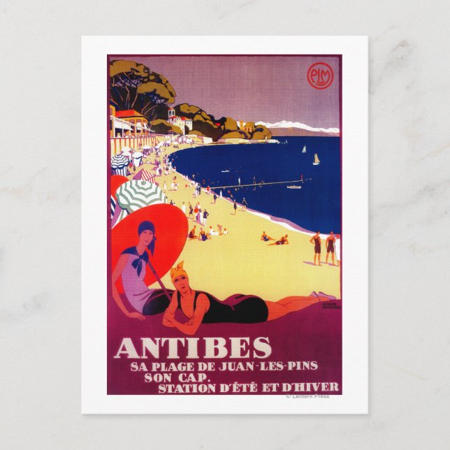 Carte Postale Antibes Poster Vintage Europe (Devant)