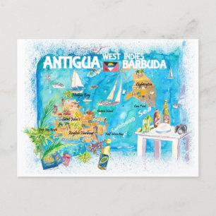 Carte Postale Antigua-et-Barbuda Antilles illustrées Caraïbes