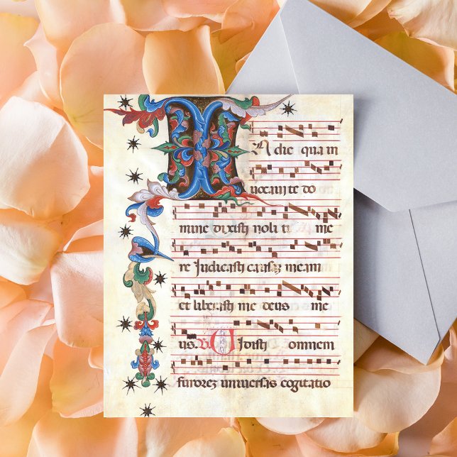 Carte Postale Antiphon Gregoriant Chant Manuscrit médiéval (Antiphon Gregoriant Chant Medieval Manuscript Catholic Christian Latin Liturgy Postcard)