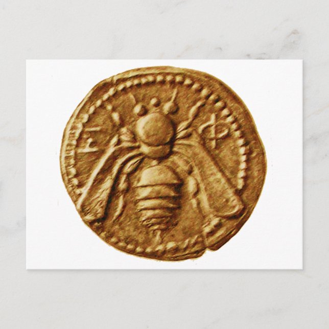 CARTE POSTALE ANTIQUE HONEY BEE COIN (Devant)