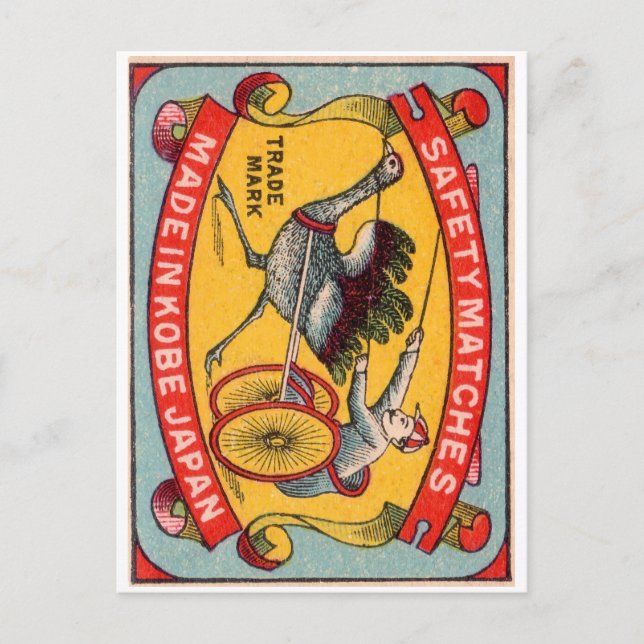 Carte Postale Antique Matchbox Étiquette Ostrich Harnais Racing  (Devant)