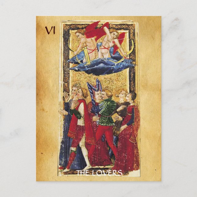CARTE POSTALE ANTIQUE RENAISSANCE TAROTS 6 / LES LOVERS (Devant)