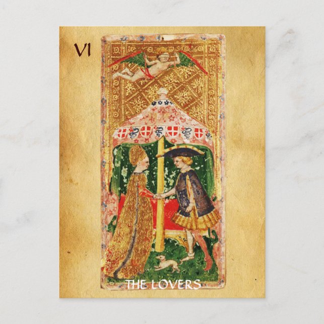 CARTE POSTALE ANTIQUE RENAISSANCE TAROTS 6 / LES LOVERS (Devant)