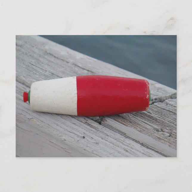 Carte Postale Antique rouge blanc et vert bobard de pêche / leur (Devant)