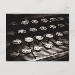 Carte Postale Antique Touches de machine à écrire Noir Blanc