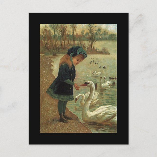 Carte Postale Antique Victorian Birding Swans Trumpeter Swans Or (Devant)