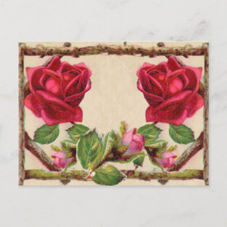 Carte Postale Antique victorienne vintage ancienne rose rustique