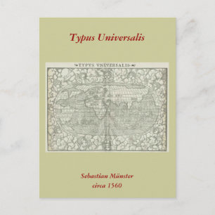 Carte Postale Antique World Map by Sebastian Münster aux environ