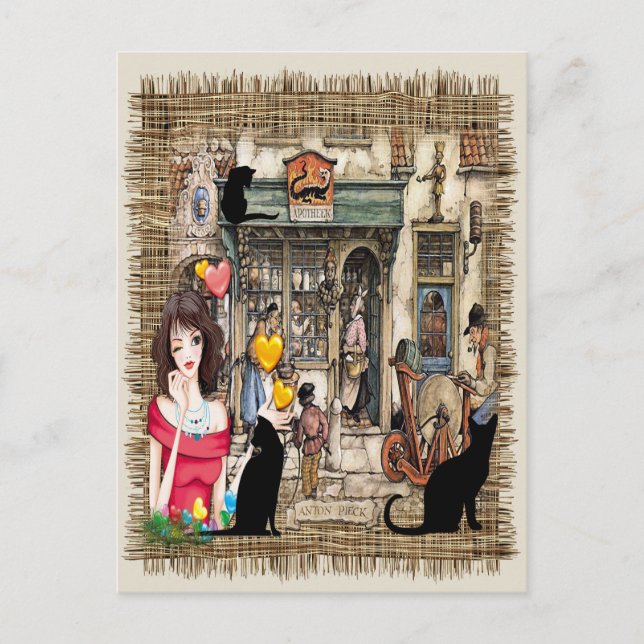 Carte Postale Anton Pieck - Magasin de chimiste (Devant)