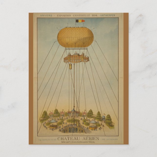 Carte Postale Anvers Expo 1894 Air Castle Balloon (Devant)
