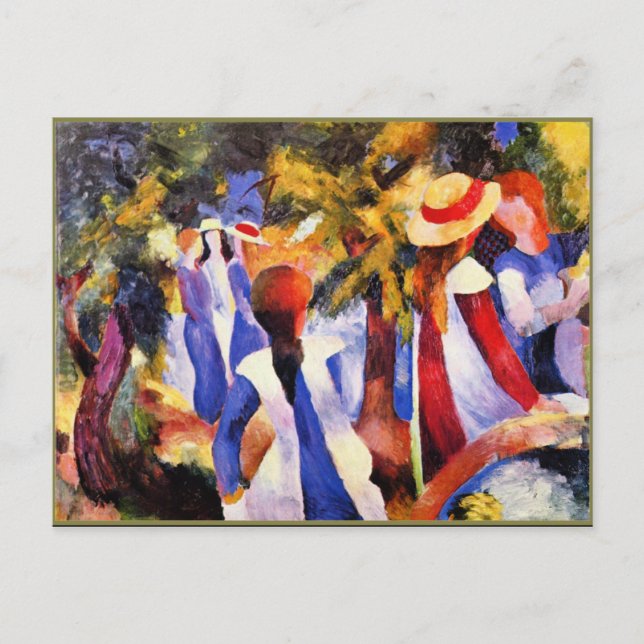 Carte Postale Août Macke art, Girl in the Green (Devant)