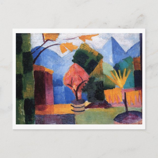 Carte Postale Août Macke - Jardin à Thuner Lake 1913 huile (Devant)