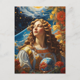 Carte Postale *~* AP50 Imaginaire Fleur de déesse cosmique Unive