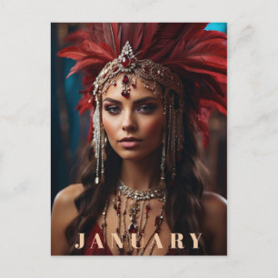 Carte Postale *~* AP53 Boho JANVIER Coiffure GARNET