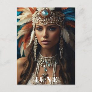 Carte Postale *~ AP53 JUIN ANNIVERSAIRE PEARLS Boho Woman